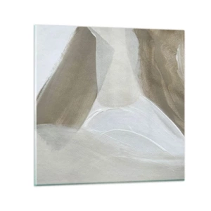 Glastavla - Bild på glas - Våg av vitt - 30x30 cm