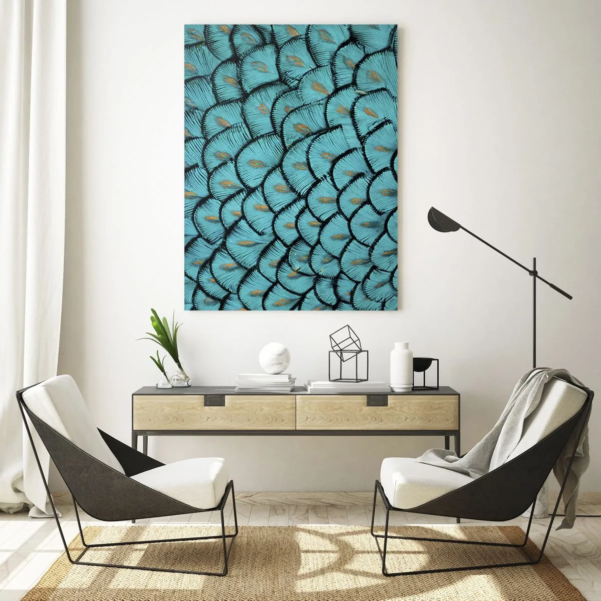 Glastavla - Bild på glas - Den stora fjädergalan - 50x70 cm
