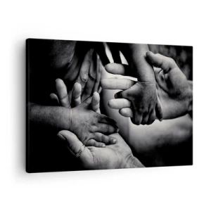 Canvastavla - Bild på duk - Svartvita händer från olika generationer - 70x50cm - Att vara människa - Modern väggdekoration för vardagsrum och sovrum ARTTOR