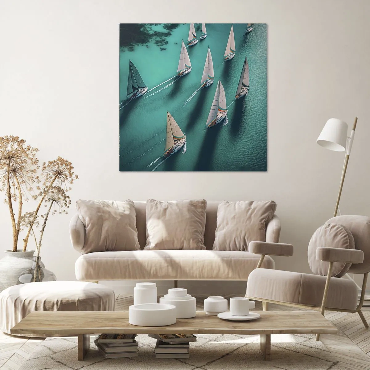 Canvastavla - Bild på duk - Tävla med vinden - 50x50 cm