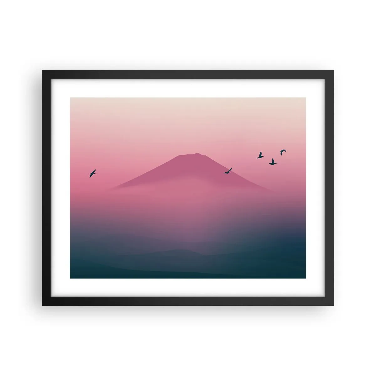 Affisch i svart ram - Vandrare över molnen - 50x40 cm