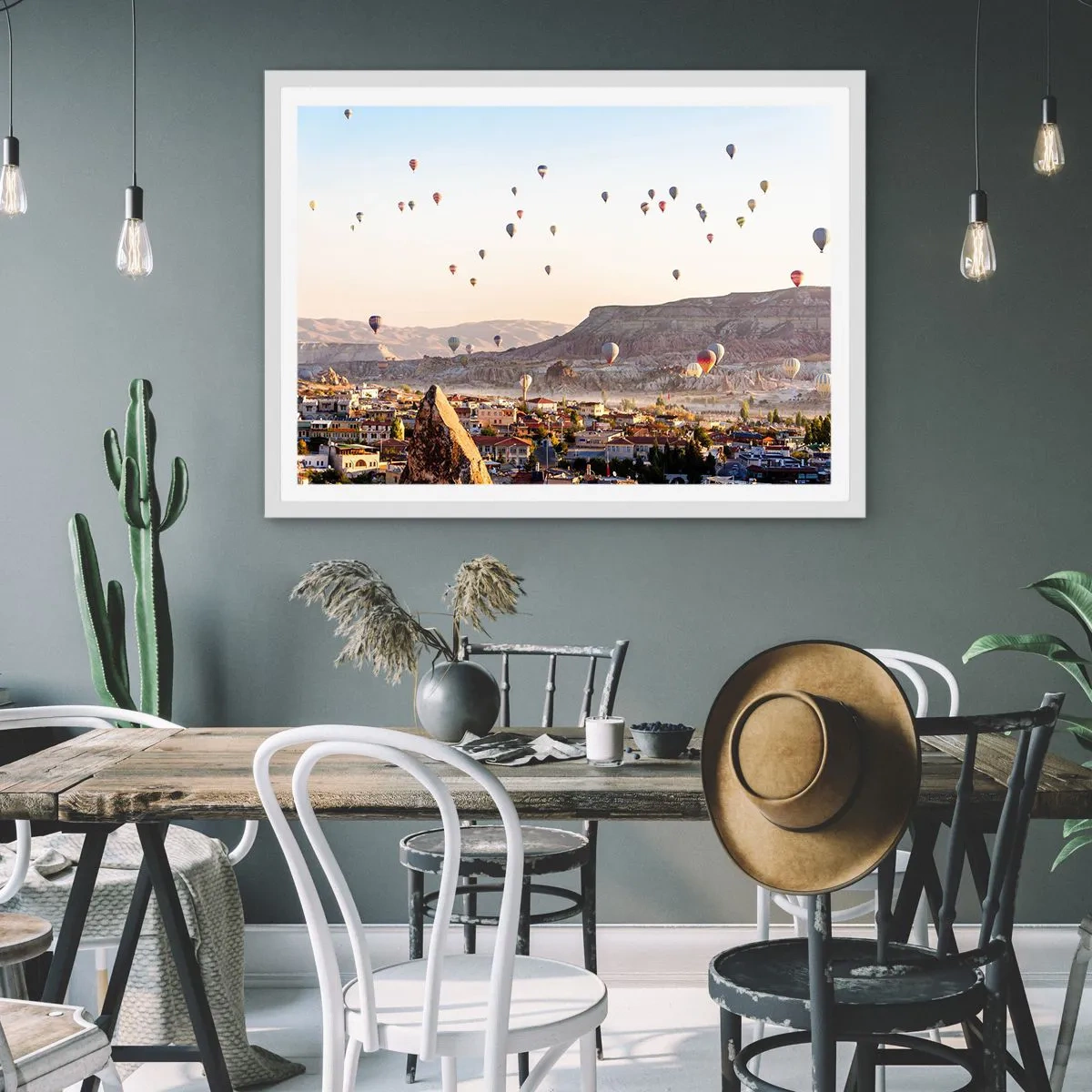 Affisch i vit ram - Som båtar på himlen - 100x70 cm