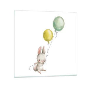 Glastavla - Bild på glas - Jag flyger med! - 40x40 cm