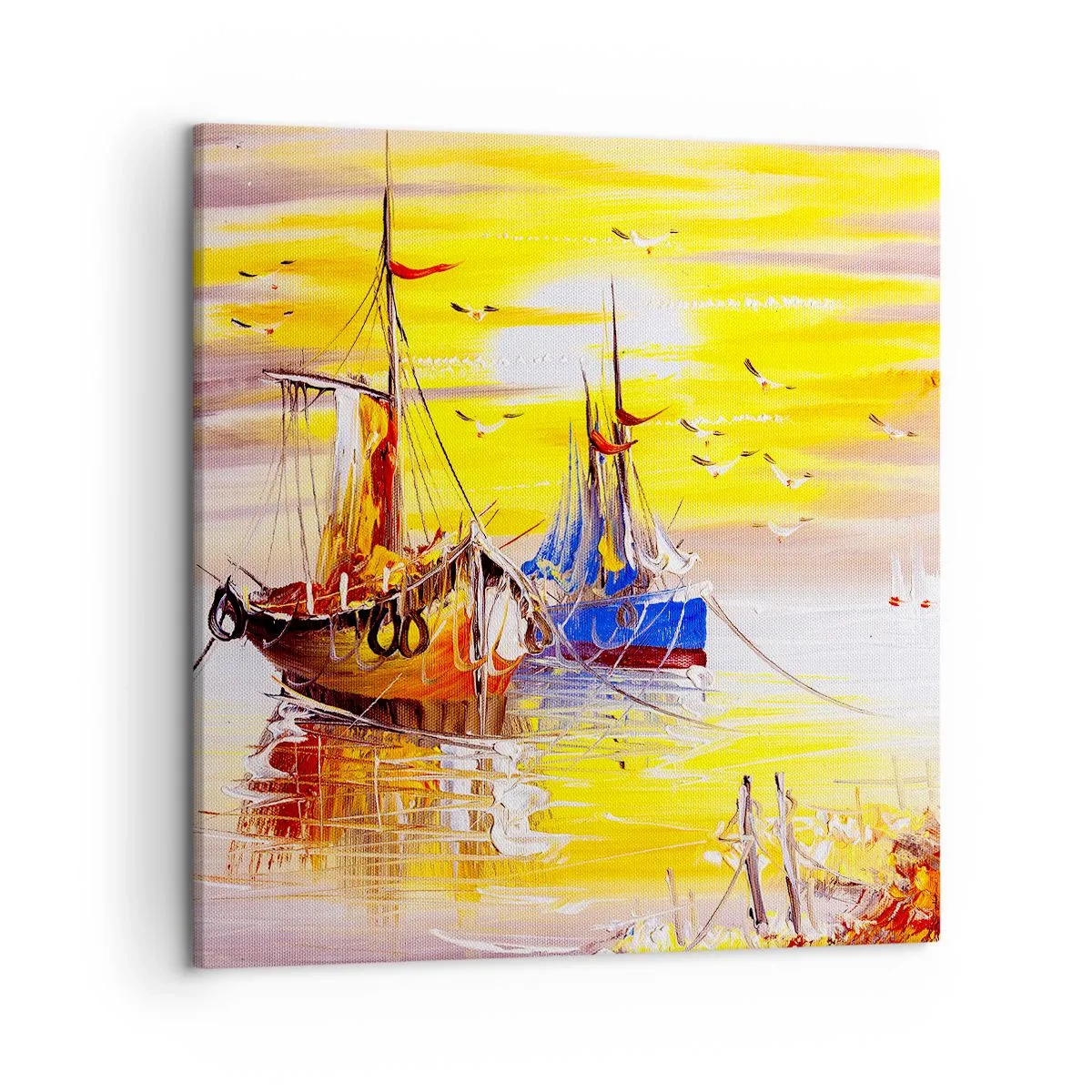Canvastavla - Bild på duk - Välförtjänt vila i hamnen - 50x50 cm