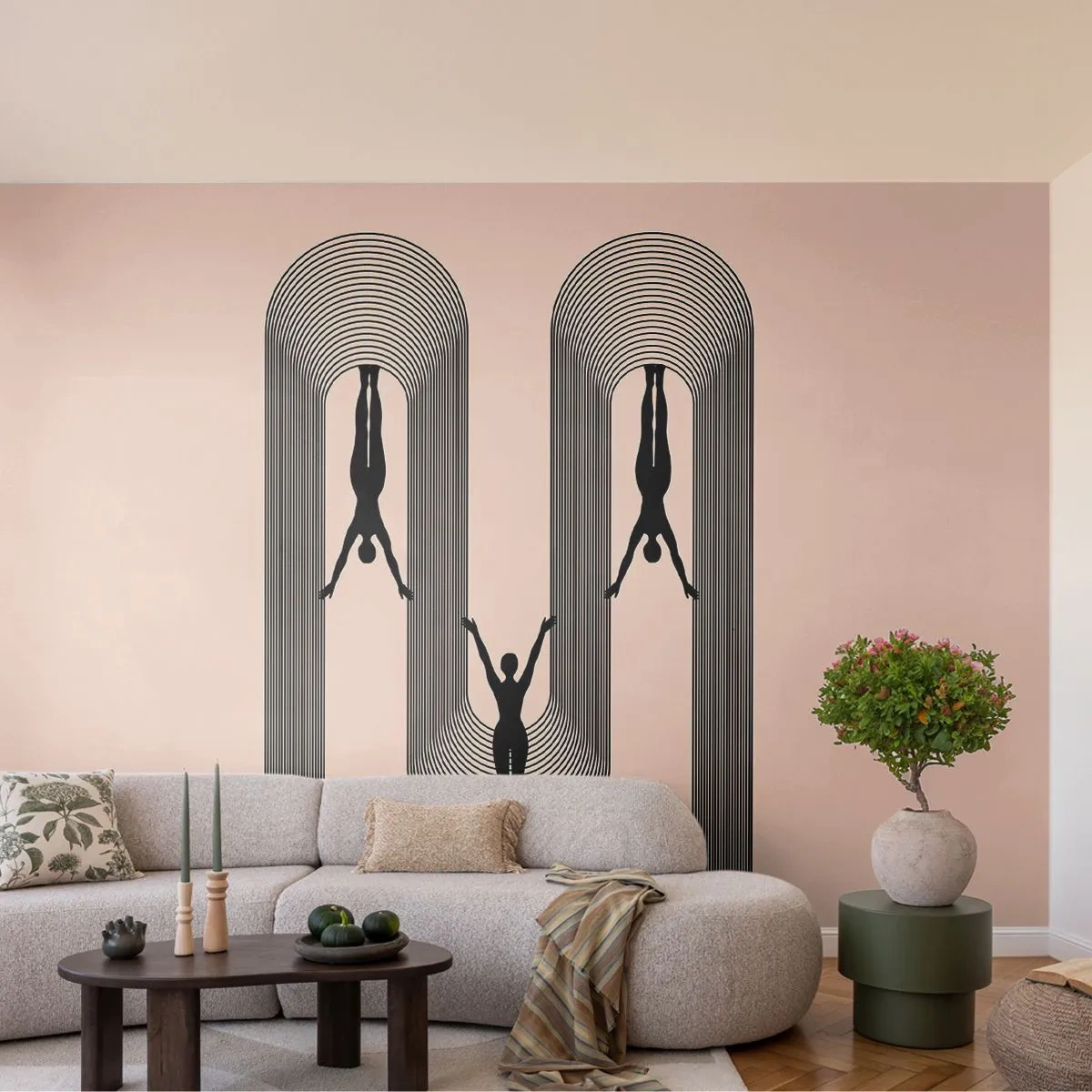 Fototapet Premium Sand - Upp och ner - Surrealism, Kropp, Yoga - 100x70 cm