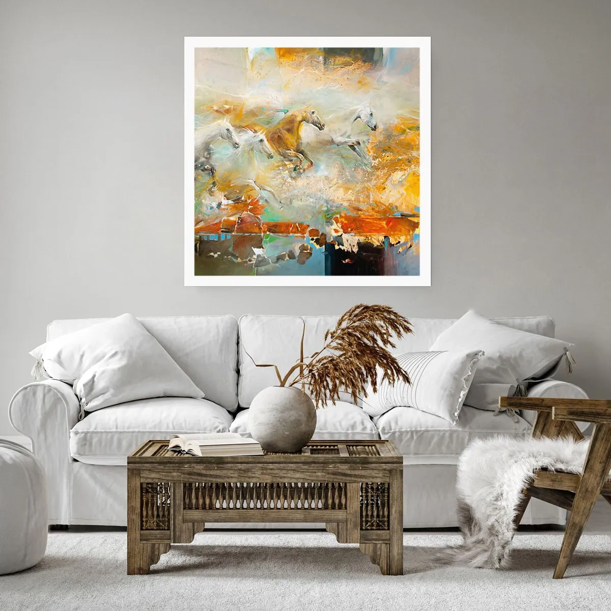 Affisch - Galopp genom ljuset - 40x40 cm