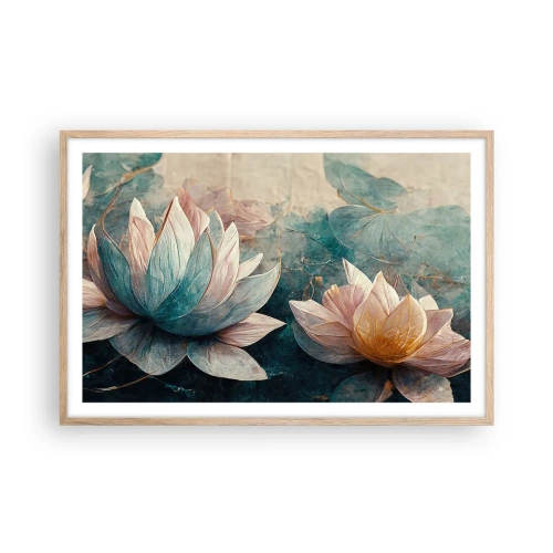 Affisch i ram av ljusek - Stjärnor i en sjö - 91x61 cm