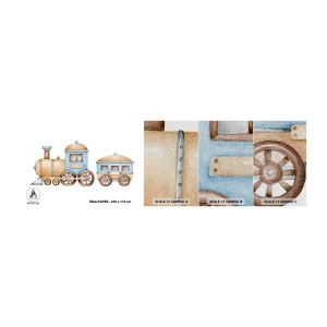 Provbit av fototapet Premium Sand - Stående vid stationen... - Barns, Tåg, Retro - 100x30 cm