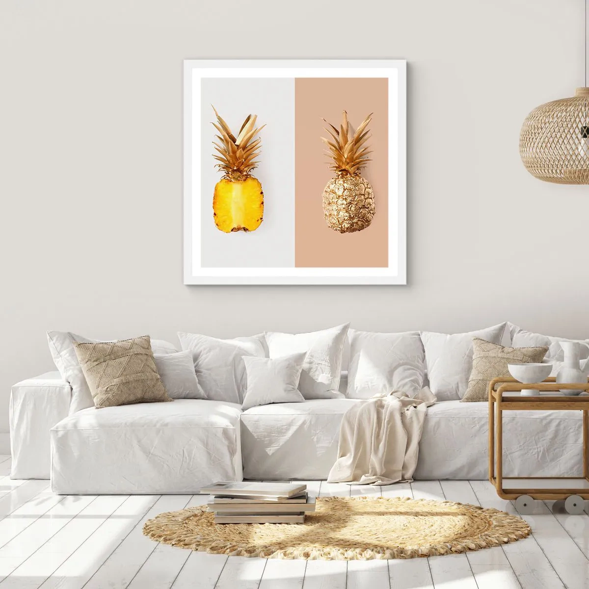 Affisch i vit ram - Ananas för oss - 40x40 cm