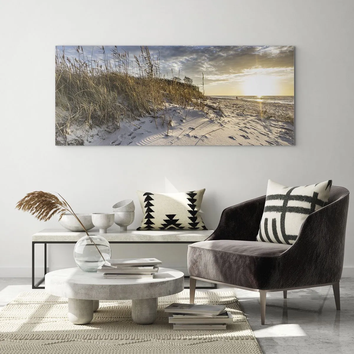 Glastavla - Bild på glas - Inbjudan till promenad - 100x40 cm
