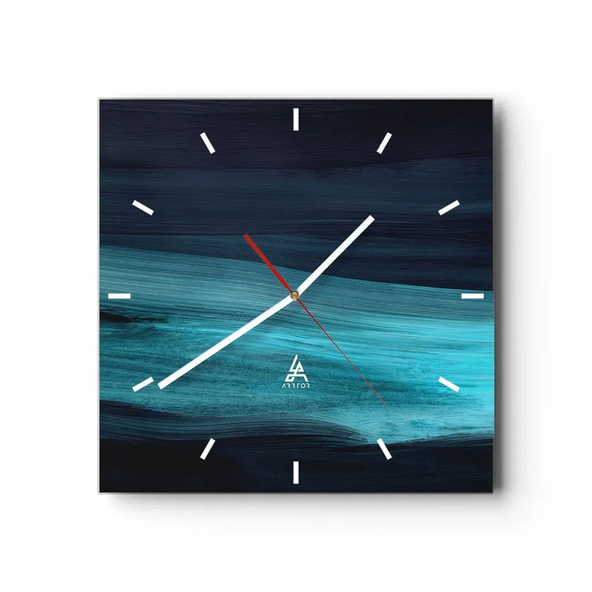 Väggklocka - Klocka på glas - Flyt med strömmen - 30x30 cm