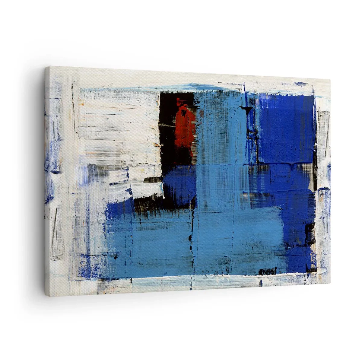 Canvastavla - Bild på duk - Abstrakt komposition i nyanser av blått och vitt - 70x50cm - Det blåas hemlighet - Modern väggdekoration för vardagsrum och sovrum ARTTOR