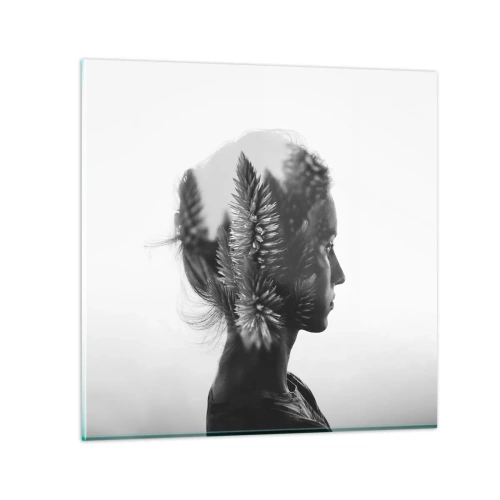 Glastavla - Bild på glas - Furuskogens härskarinna - 50x50 cm