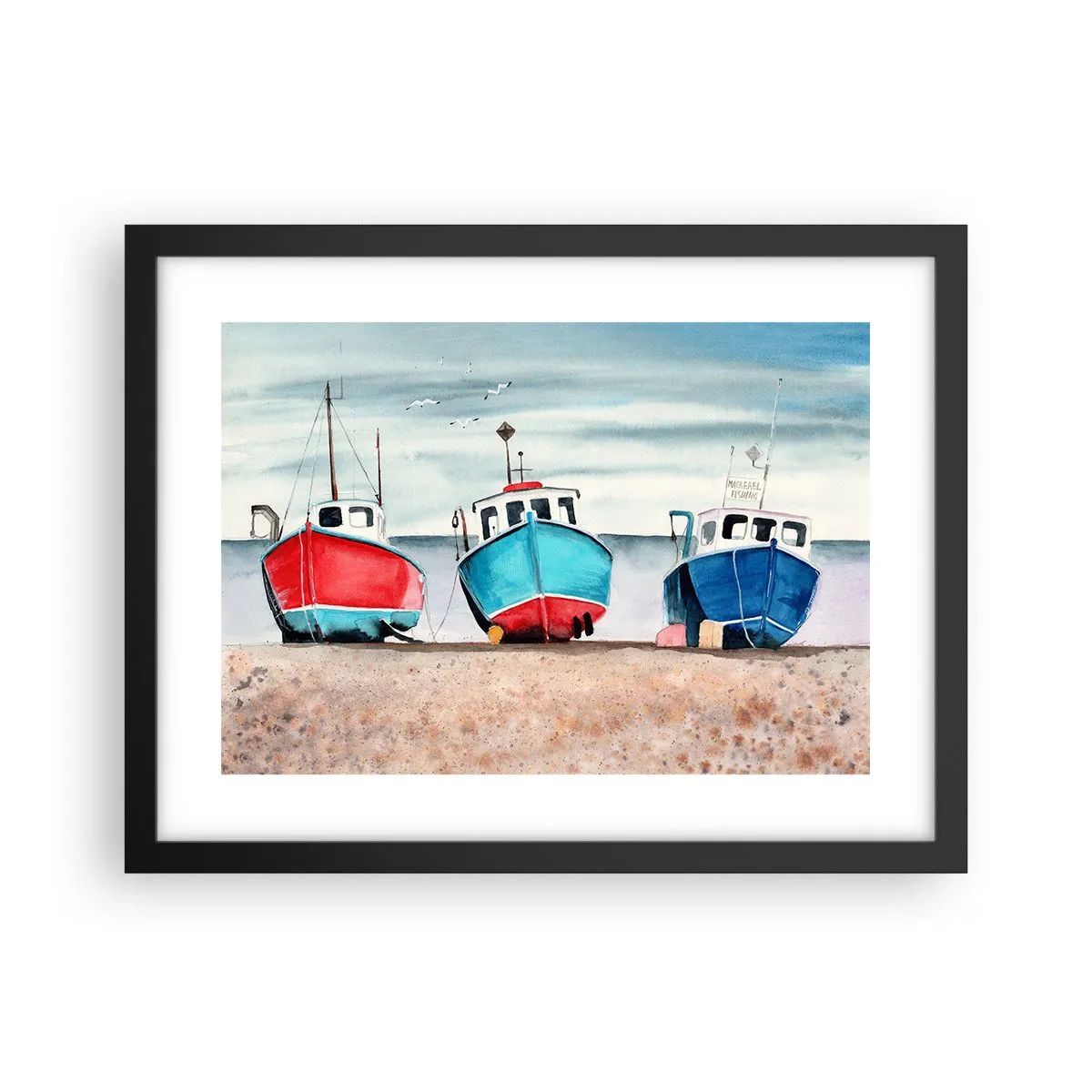 Affisch i svart ram - Redo för fångst - 40x30 cm