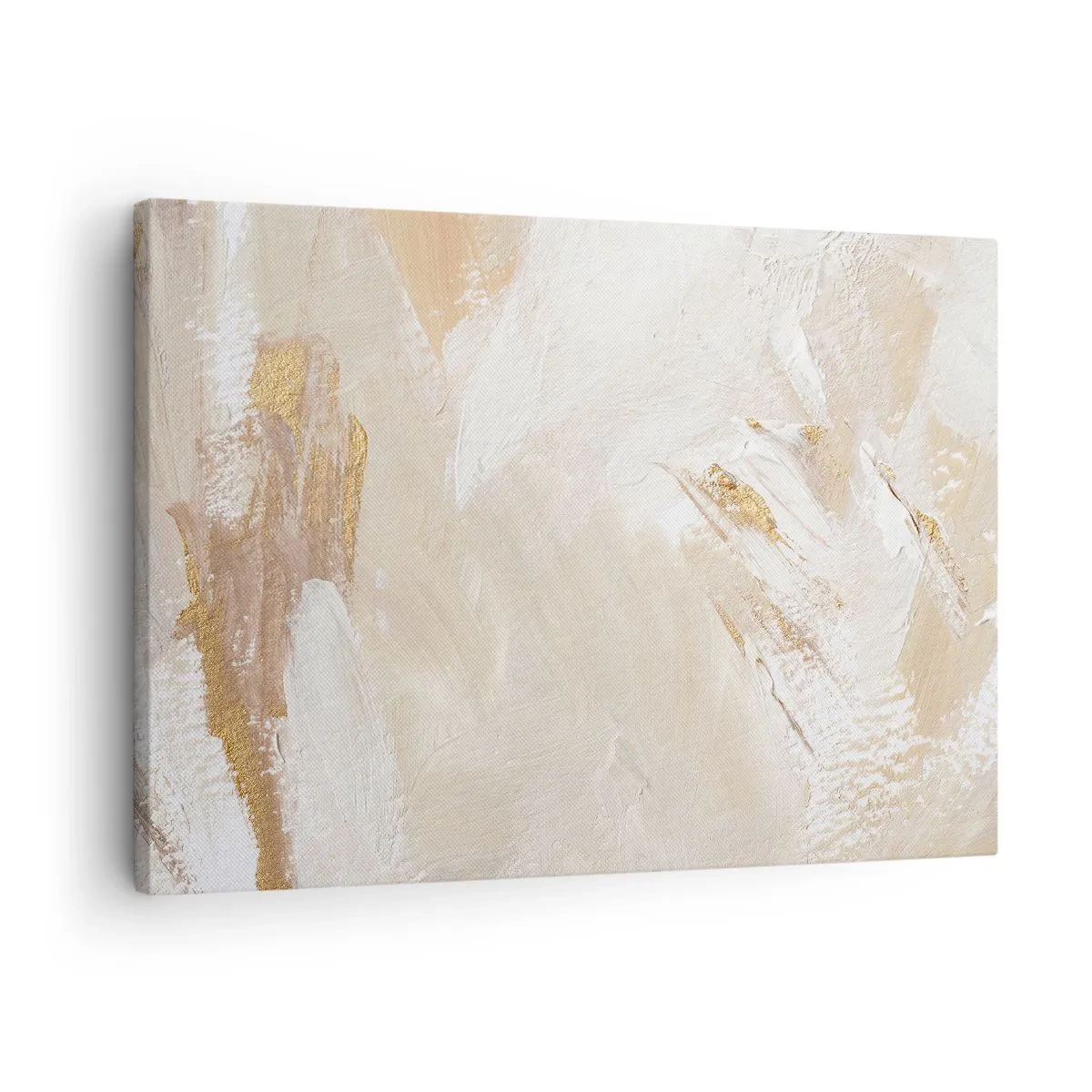 Canvastavla - Bild på duk - Delikata abstrakta toner i nyanser av beige och guld - 70x50cm - Pastellfärgad komposition - Modern väggdekoration för vardagsrum och sovrum ARTTOR