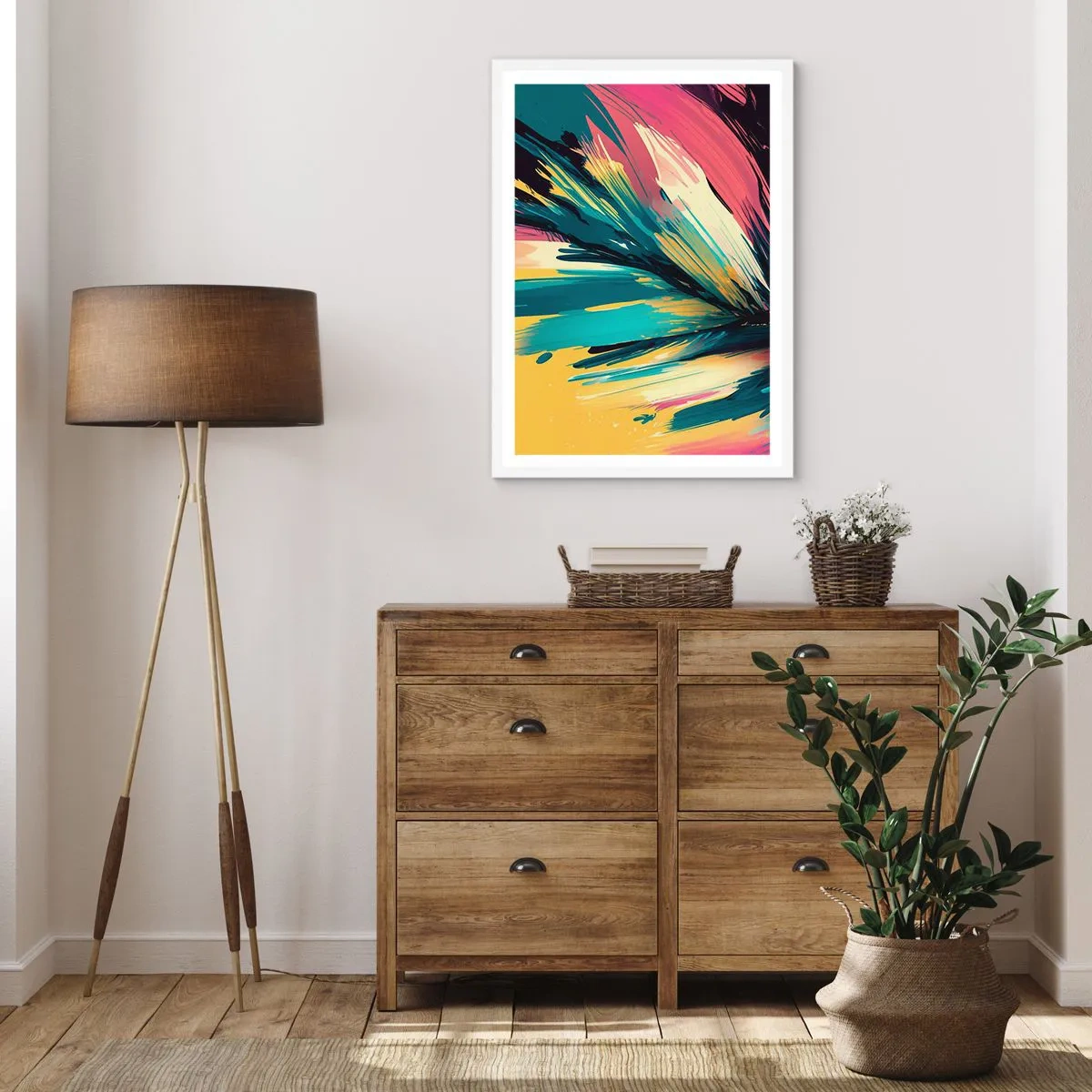 Affisch i vit ram - Komposition - en explosion av glädje - 70x100 cm