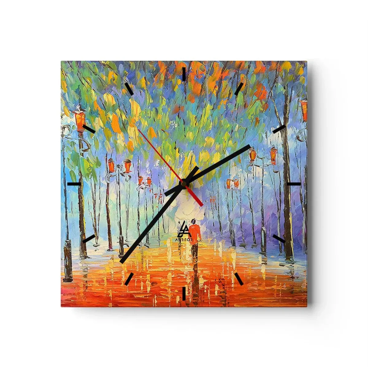 Väggklocka - Klocka på glas - Regnets nattvisa - 30x30 cm