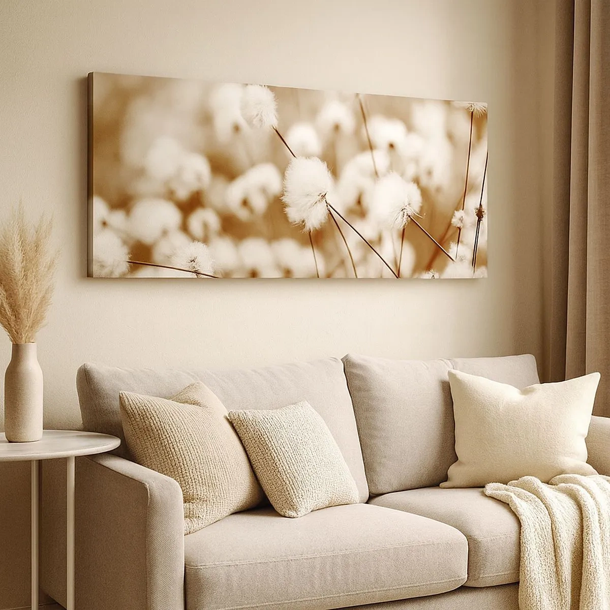 Canvastavla - Bild på duk - Fluffig åkermark - 100x40 cm