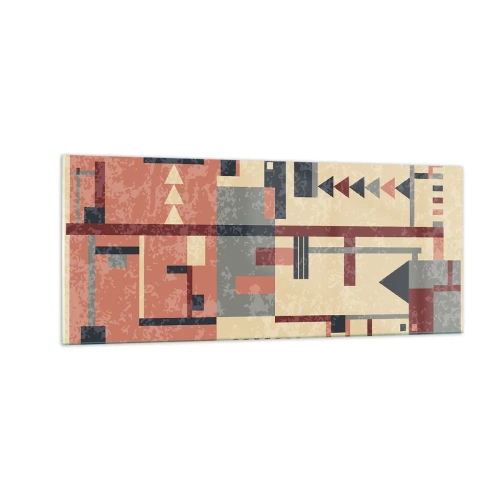 Glastavla - Bild på glas - Kombination av vertikala och horisontella element - 100x40 cm