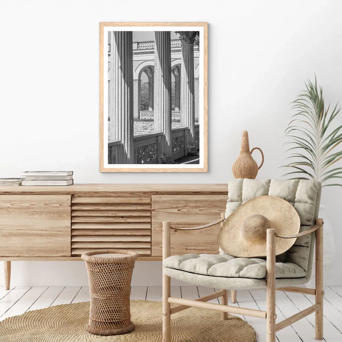 Affisch i ram av ljusek - Solig arkad - 50x70 cm