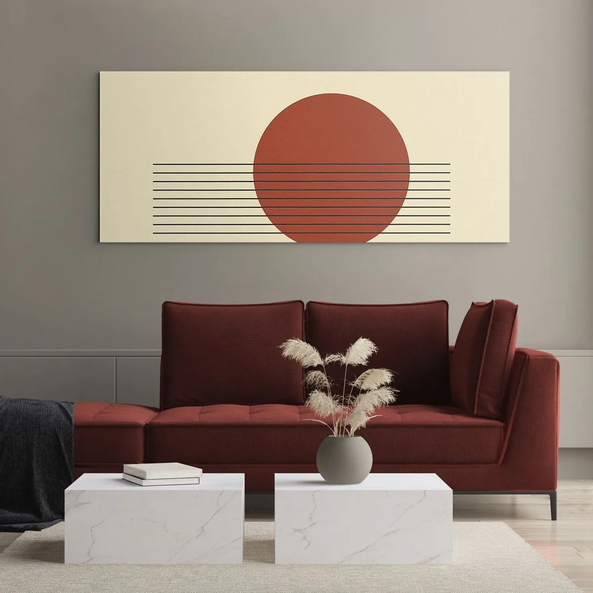 Glastavla - Bild på glas - Cirkel och linjer - 120x50 cm