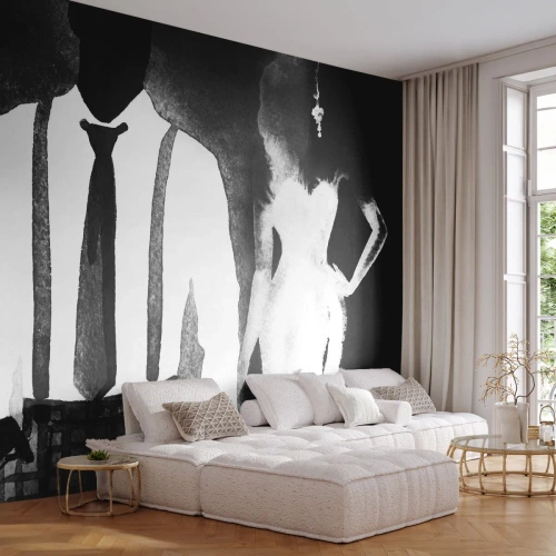 Fototapet Standard Eco - Noir stämning - Abstraktion, Kvinna och man, Mode - 300x210 cm