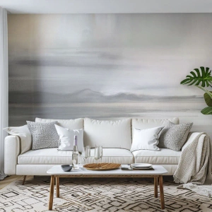 Fototapet Standard Eco - Ett delikat, dimmigt panorama i nyanser av grått och beige - 100x70cm - En eftertänksam bakgrund - Modern väggdekoration för vardagsrum och sovrum ARTTOR