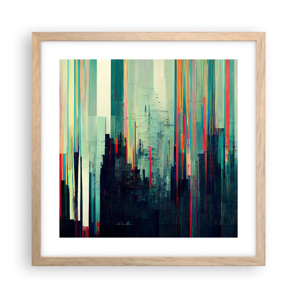 Affisch i ram av ljusek - Futuristisk stad - 40x40 cm
