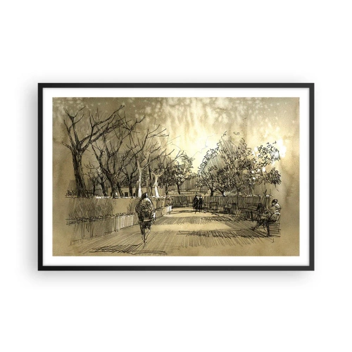 Affisch i svart ram - En stund fångad med penna - 91x61 cm