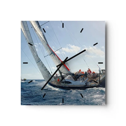 Väggklocka - Klocka på glas - Låt bättre vinna - 30x30 cm