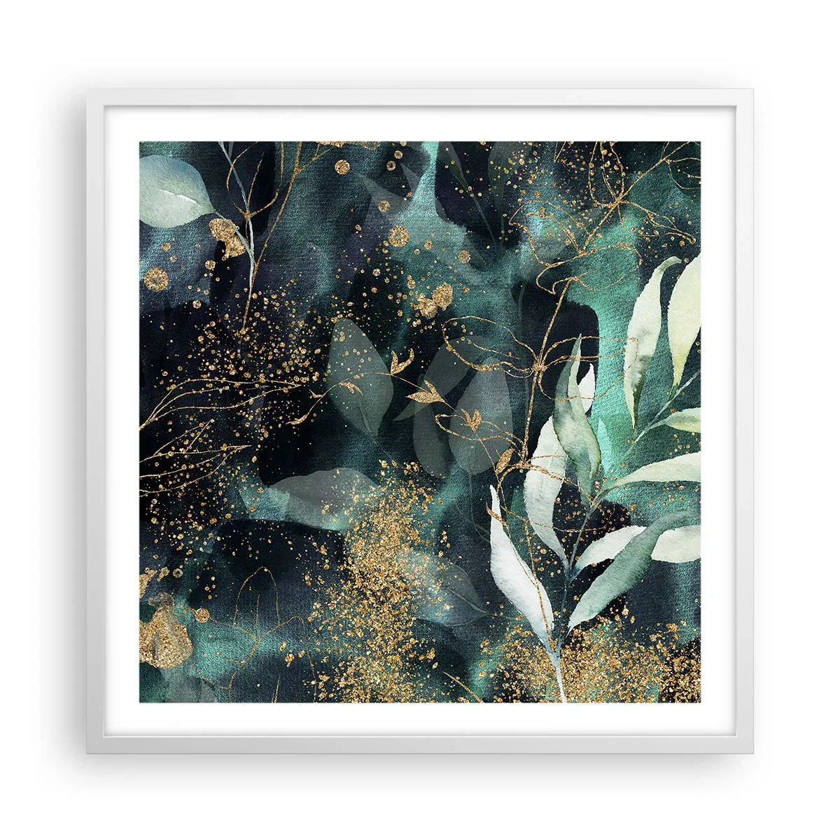 Affisch i vit ram - Förtrollad trädgård - 60x60 cm