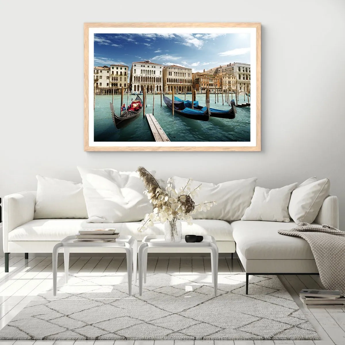 Affisch i ram av ljusek - Palats i blått - 100x70 cm