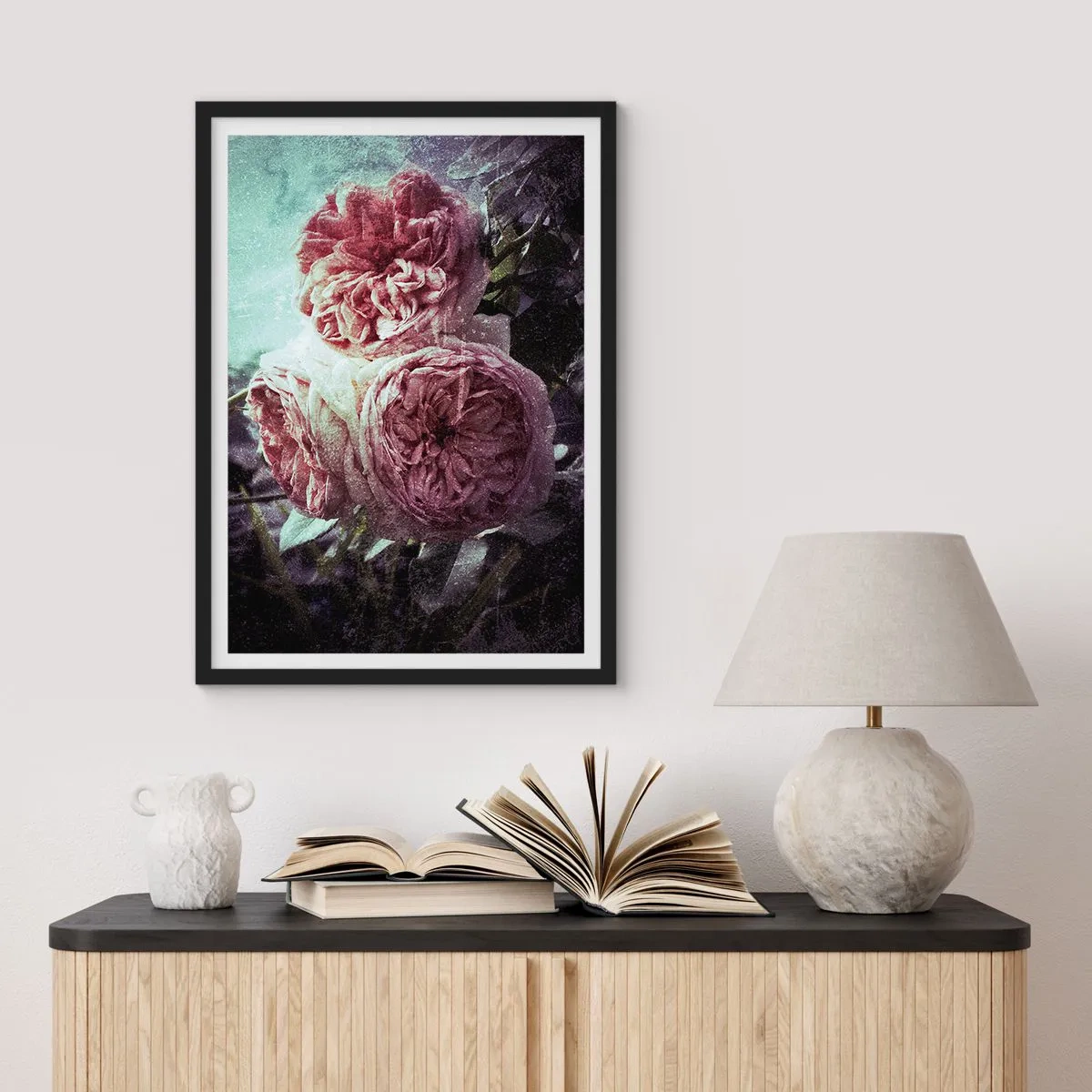 Affisch i svart ram - I en romantisk atmosfär - 50x70cm - I en romantisk atmosfär - Modern väggdekoration för vardagsrum och sovrum ARTTOR