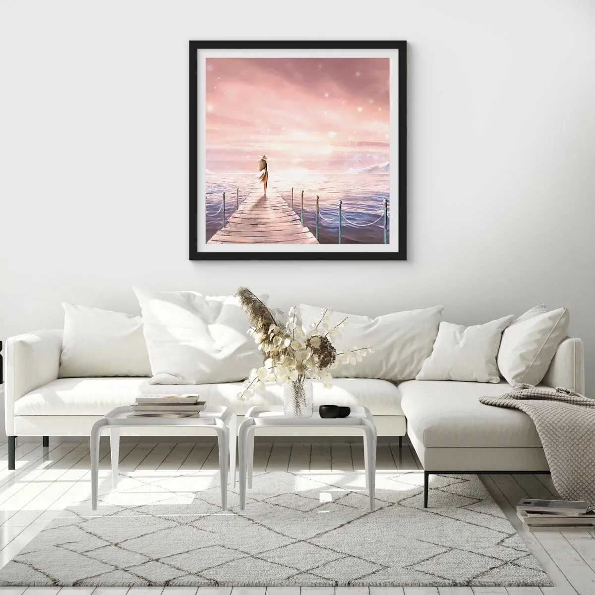 Affisch i svart ram - I drömmens ljus - 60x60 cm