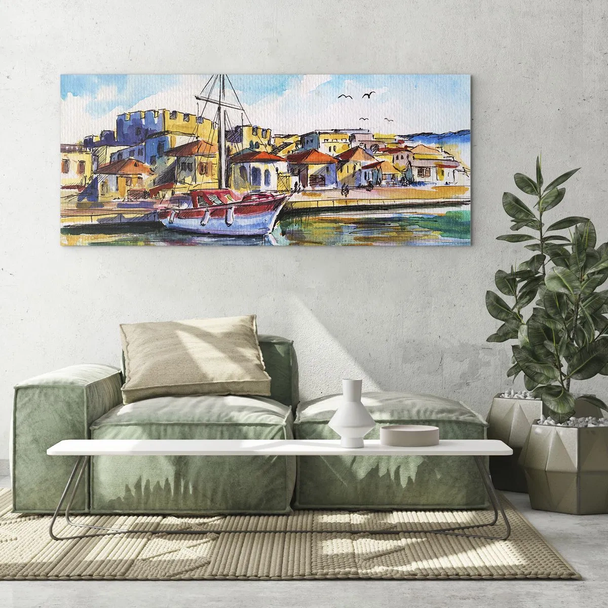 Glastavla - Bild på glas - Regnbågseftermiddag - 140x50 cm