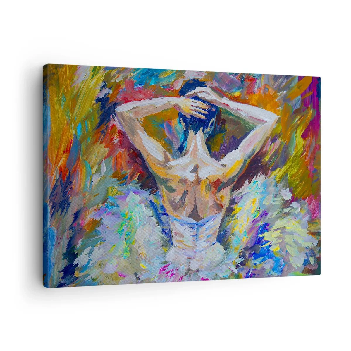 Canvastavla - Bild på duk - En ballerina i dynamiska färger och måleriskt uttryck - 70x50cm - Det kan vara allt - Modern väggdekoration för vardagsrum och sovrum ARTTOR