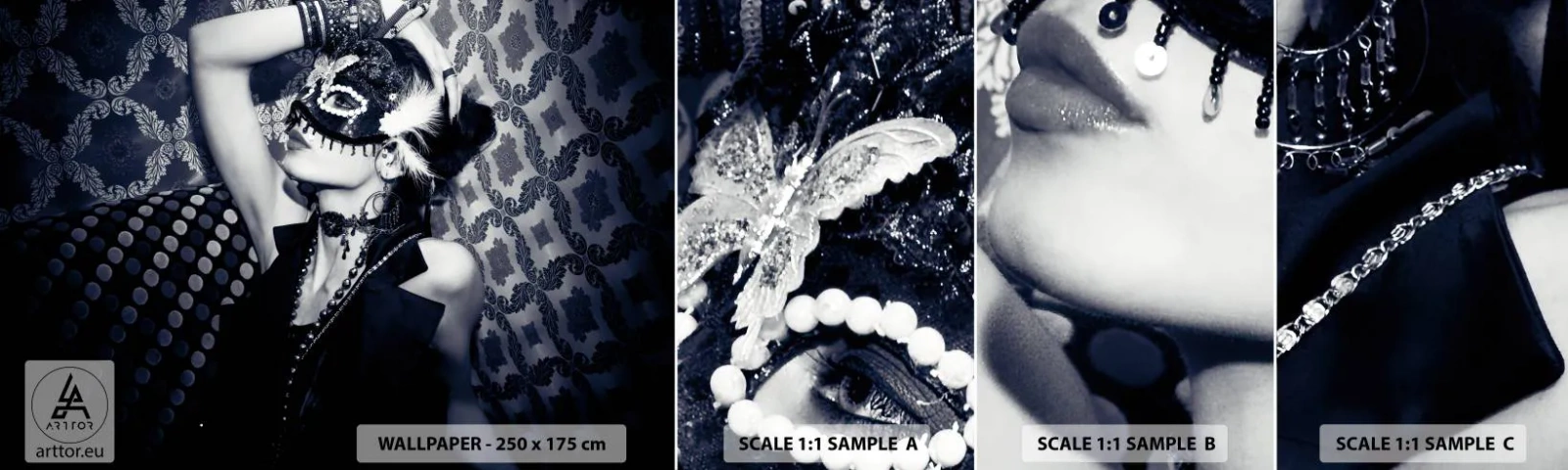 Fototapet Prov Standard Eco - Dekorationer, prydnader, nyanser... - Kvinna, Venetiansk mask, Modell - 100x30 cm