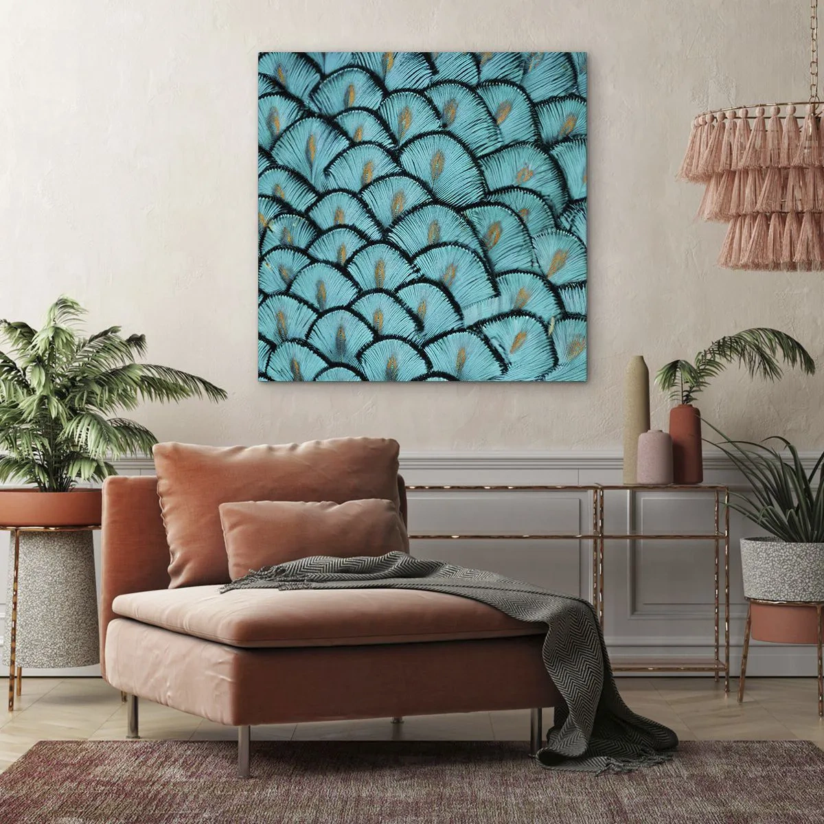 Canvastavla - Bild på duk - Den stora fjädergalan - 40x40 cm