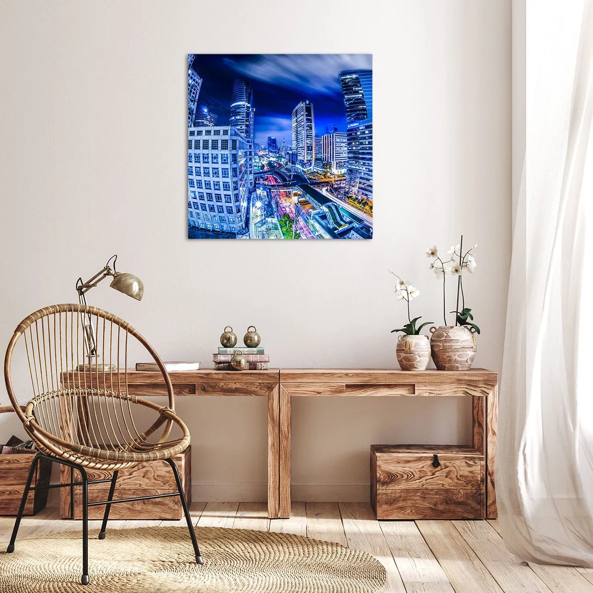 Canvastavla - Bild på duk - Stadens nattrytmer - 40x40 cm