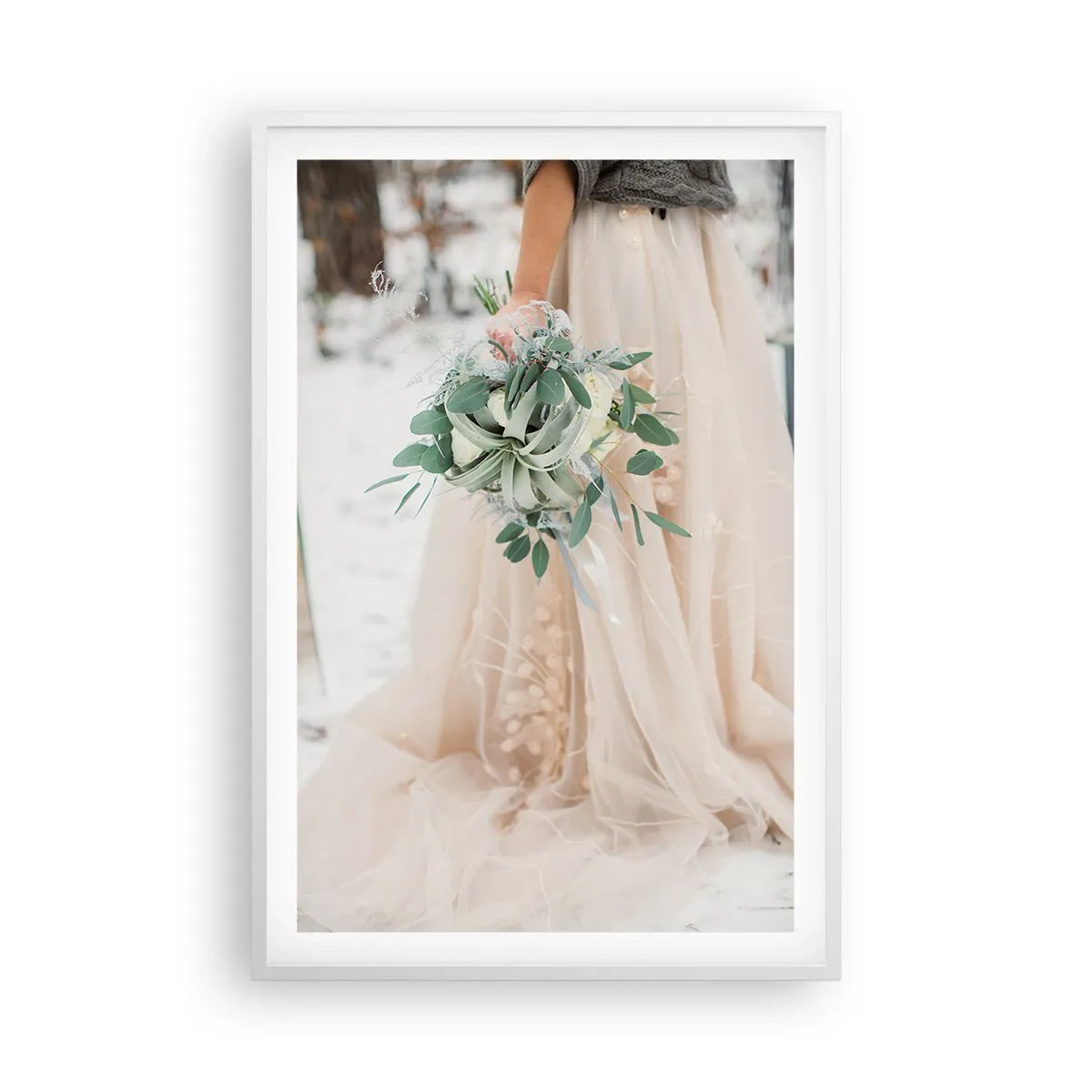 Affisch i vit ram - Och så levde de lyckliga i alla sina dagar - 61x91 cm