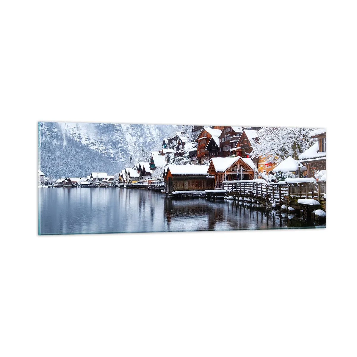 Glastavla - Bild på glas - I vinterns dräkt - 90x30 cm