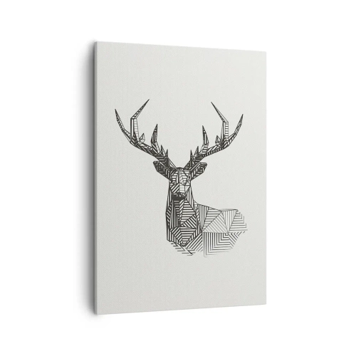 Canvastavla - Bild på duk - Hjort i kubistisk stil - 50x70 cm