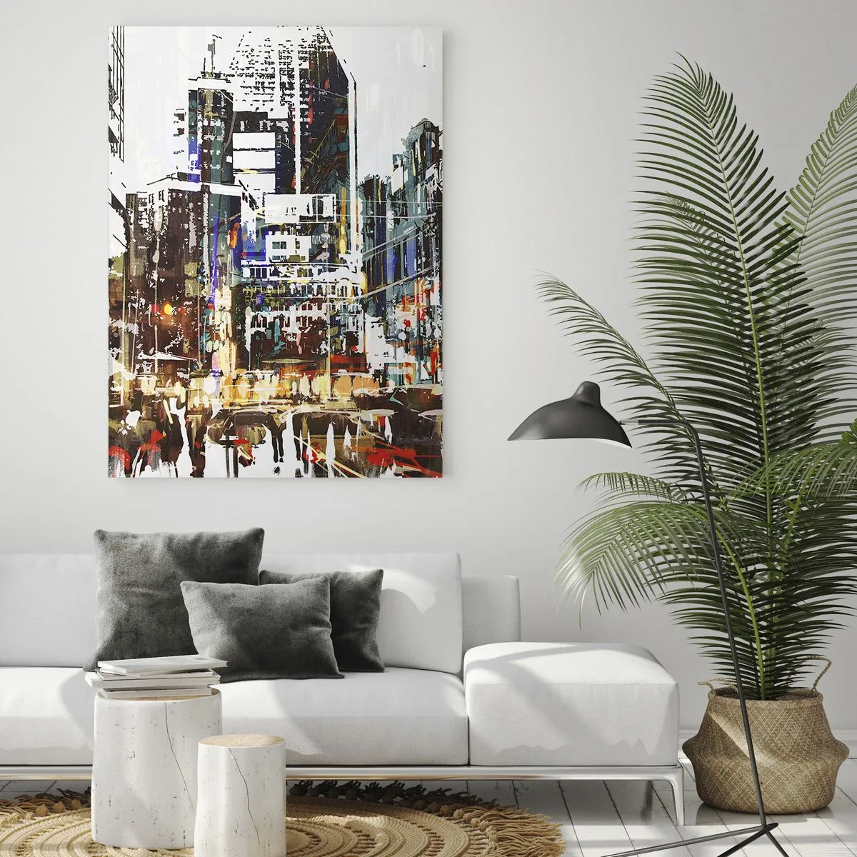 Glastavla - Bild på glas - Blinkande stad - 50x70 cm