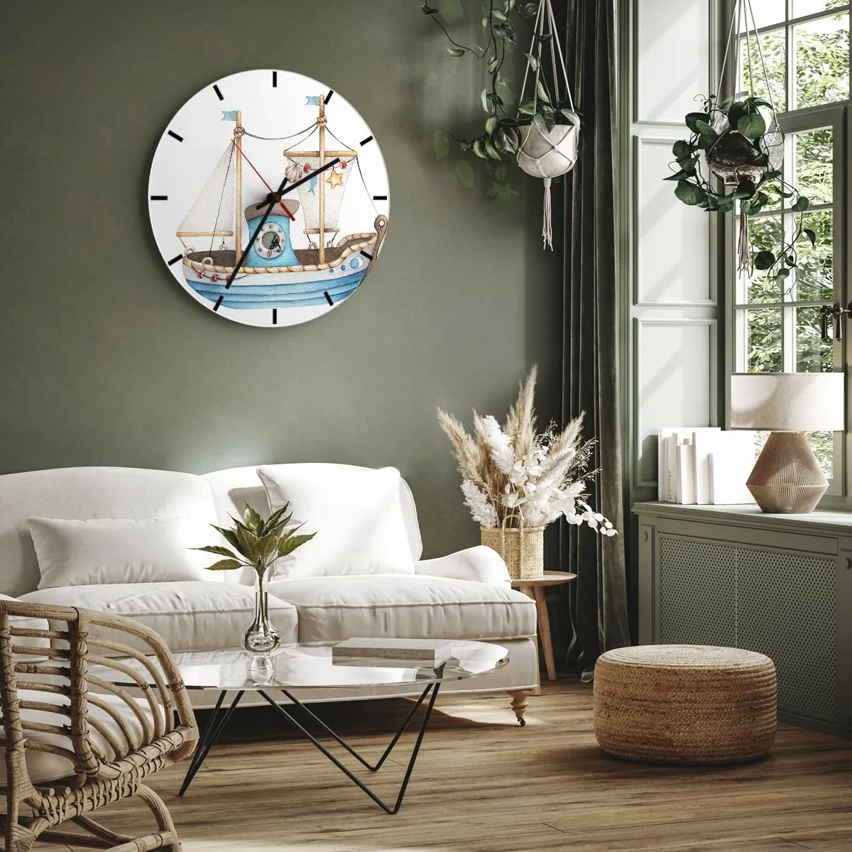 Väggklocka - Klocka på glas - Ohoj, äventyret! - 30x30 cm