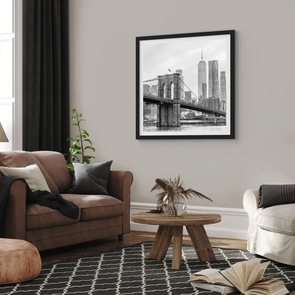 Affisch i svart ram - New York stämning - 30x30 cm
