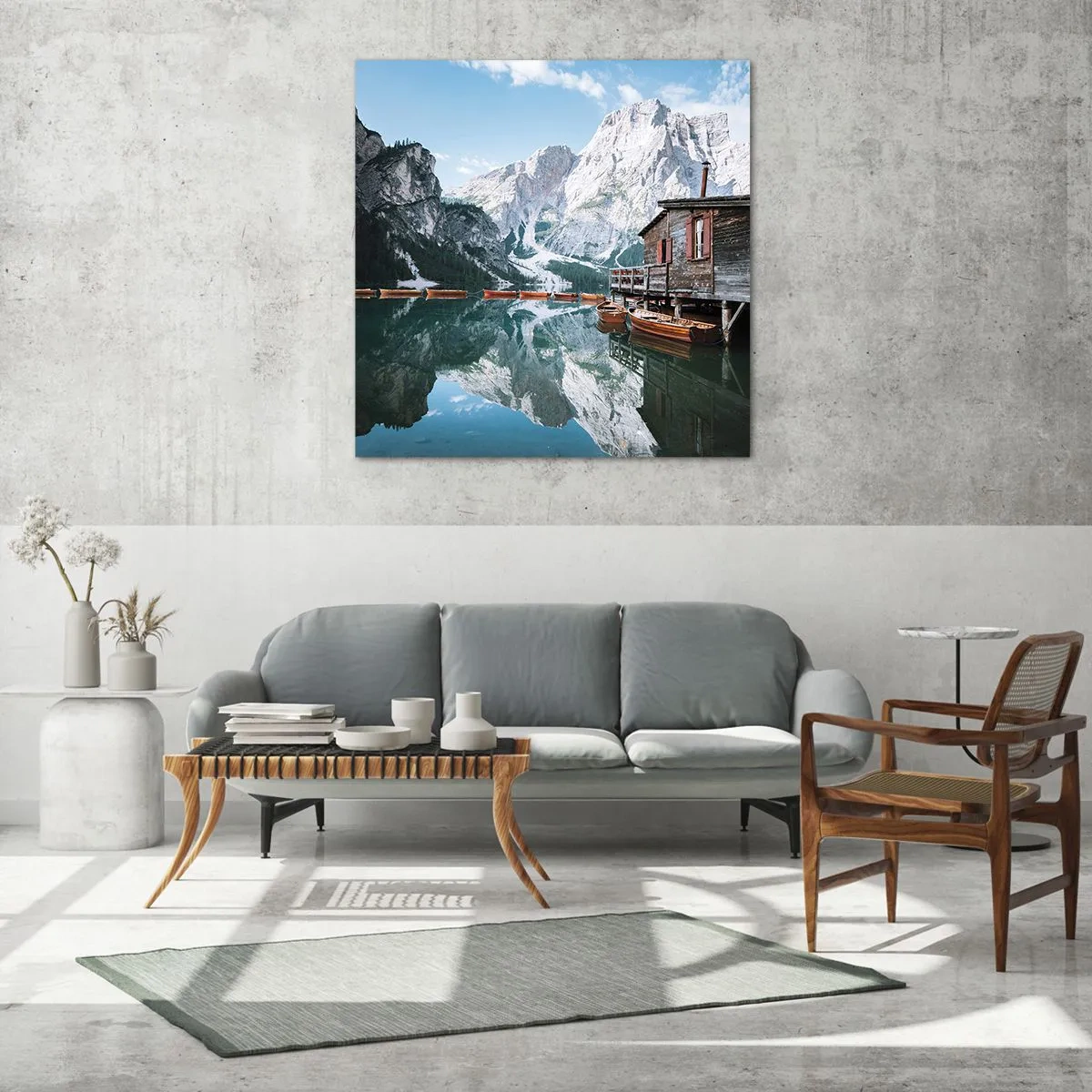 Glastavla - Bild på glas - Kristallklar fjällmorgon - 40x40 cm