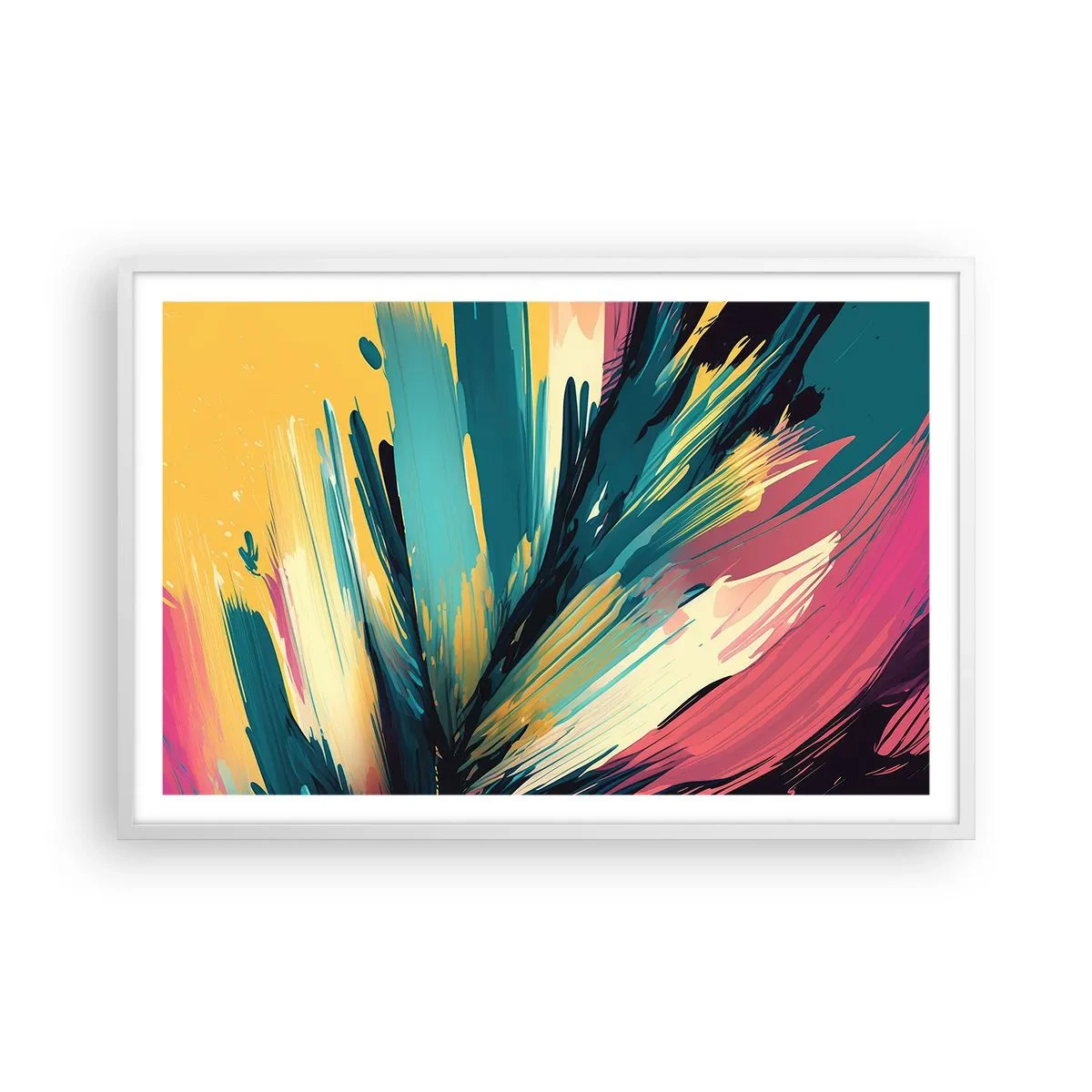 Affisch i vit ram - Komposition - en explosion av glädje - 91x61 cm