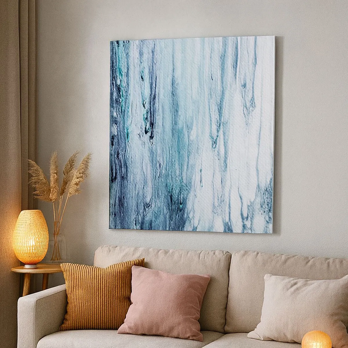 Canvastavla - Bild på duk - Blåa istappar - 30x30 cm