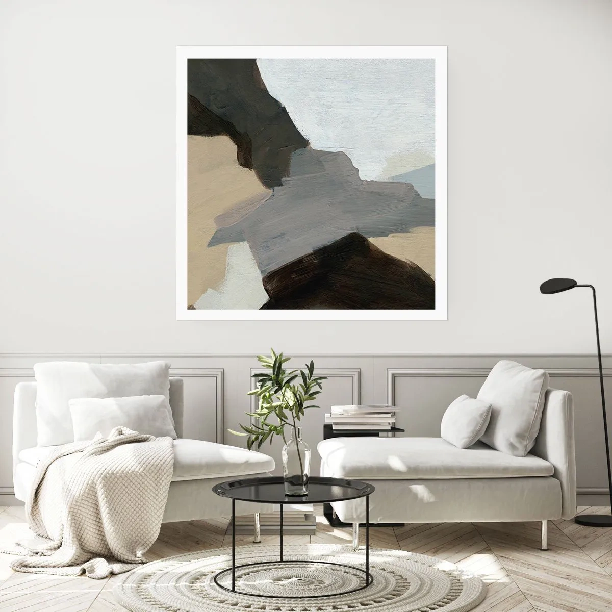 Affisch - Abstraktion: avgrening av det gråa - 50x50 cm