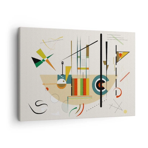 Canvastavla - Bild på duk - Färgglad abstraktion med geometriska former - 70x50cm - Så världen skrattar - Modern väggdekoration för vardagsrum och sovrum ARTTOR
